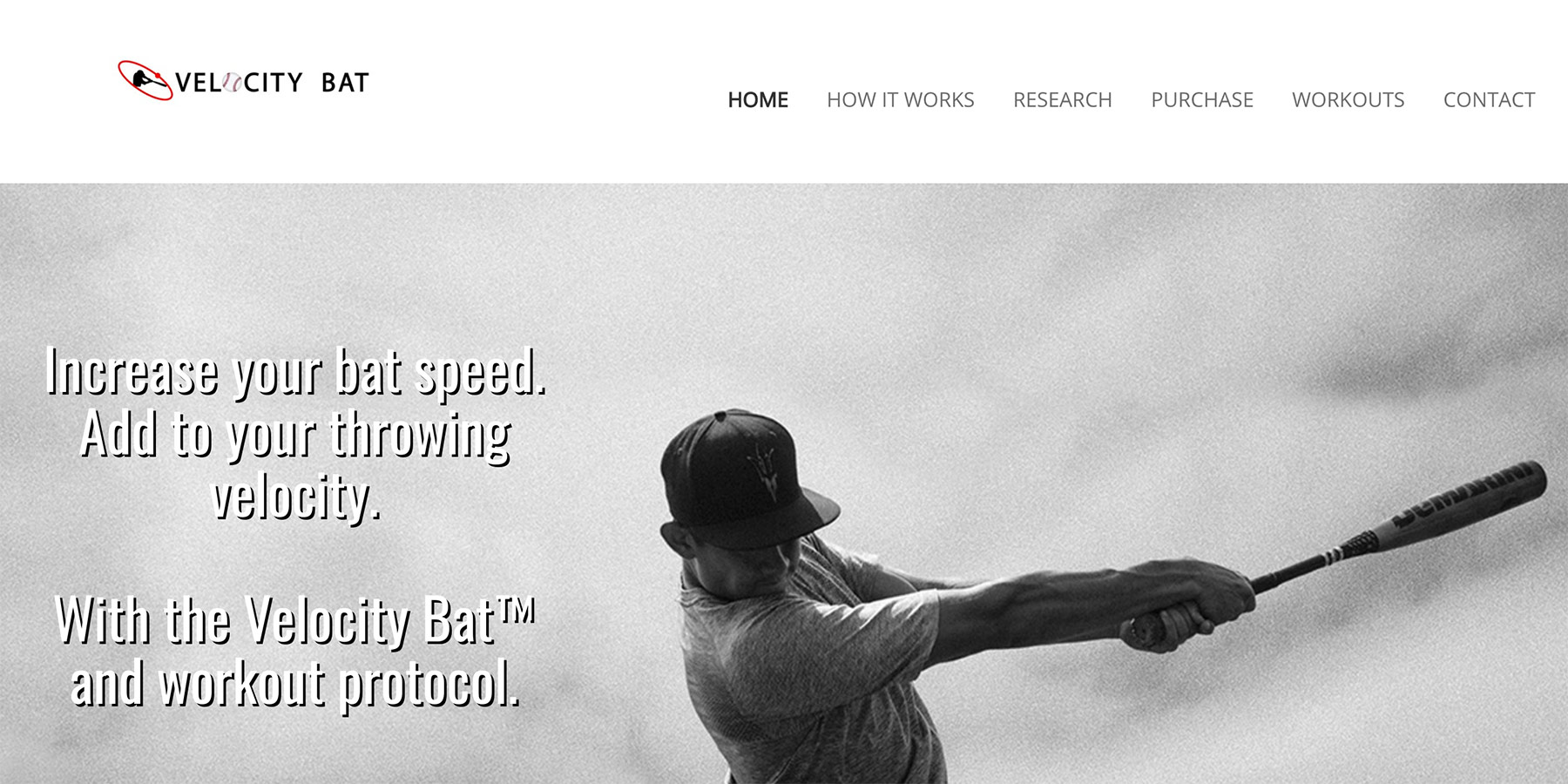 Velocity Bat Website home page