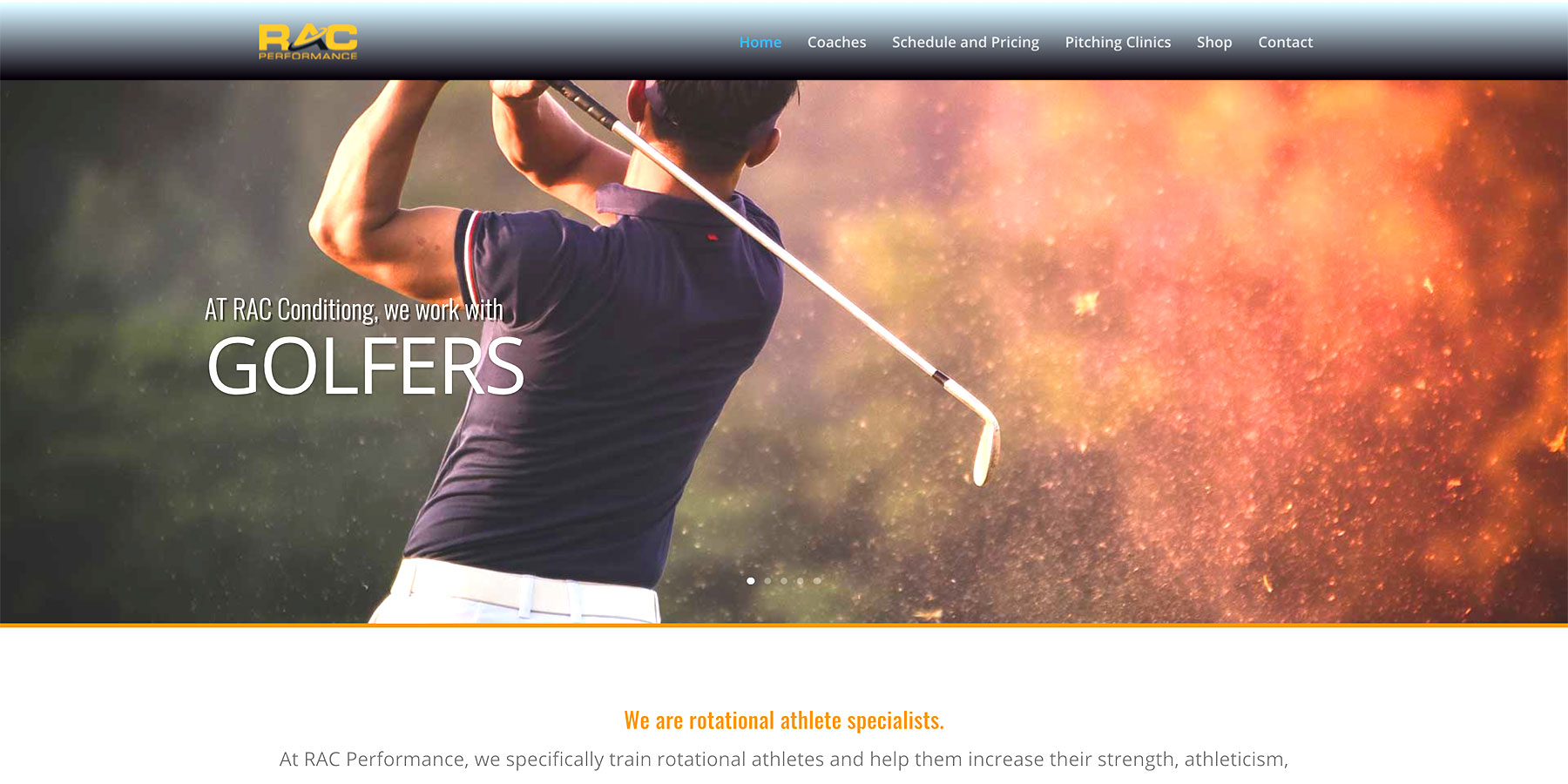 RAC Website home page screenshot